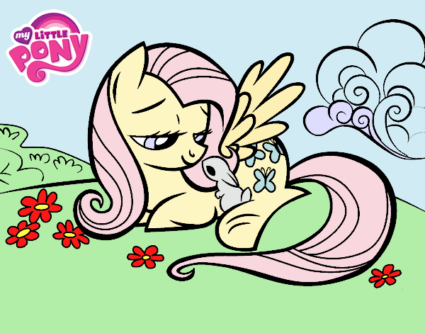 Fluttershy con un conejito