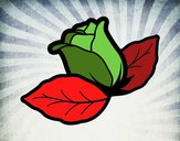 Rosa con hojas