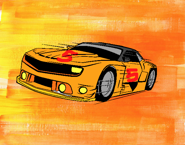 Dibujo de coche de carreras numero 5