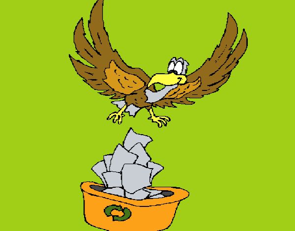 Águila reciclando