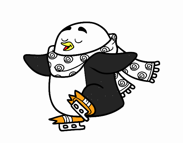 Pingüino patinando sobre hielo