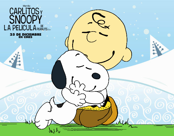 Snoopy y Carlitos abrazados