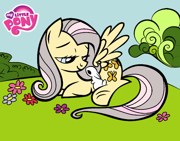 Fluttershy con un conejito