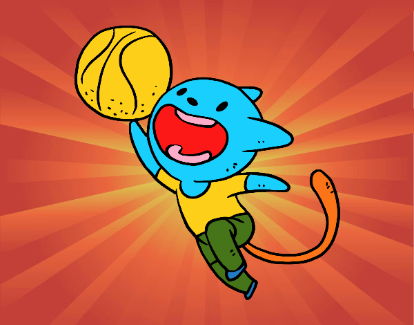 Gato jugando a baloncesto