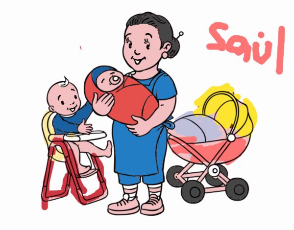 Saul, mamá y bebe
