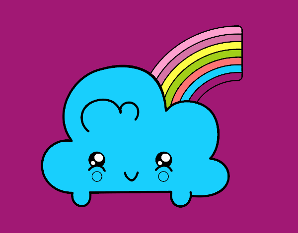 Nube con arco iris kawaii