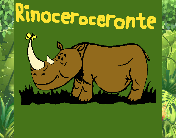 Rinoceronte y mariposa