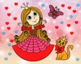 Princesa con gato y mariposa