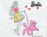 Barbie paseando a su mascota