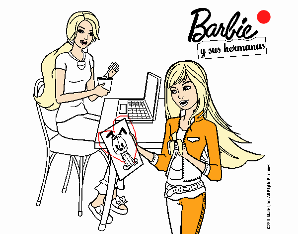 Barbie y su hermana merendando