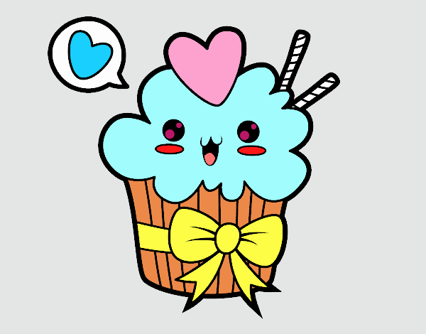 Cupcake kawaii con lazo