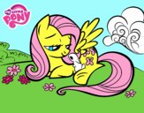 Fluttershy con un conejito