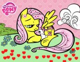 Fluttershy con un conejito