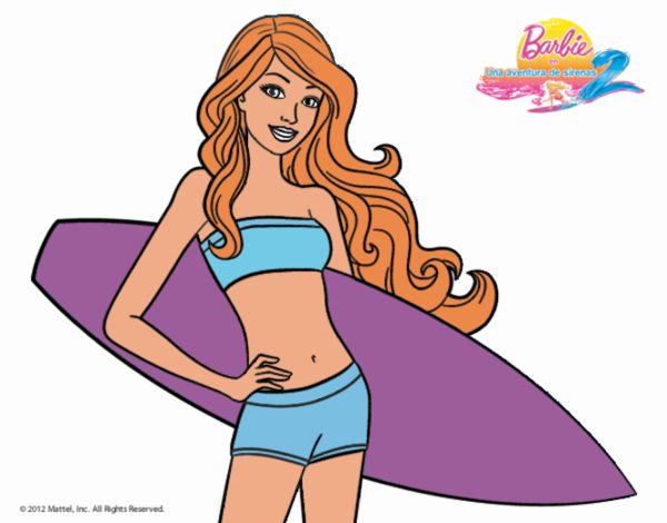 Barbie con tabla de surf