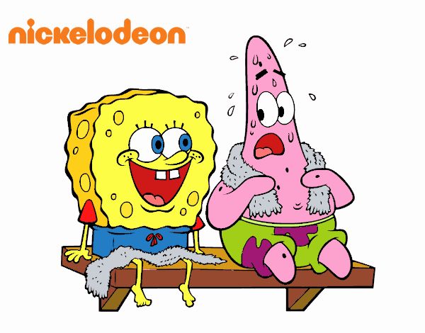 Bob Esponja y Patricio en bañador