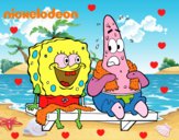 Bob Esponja y Patricio en bañador