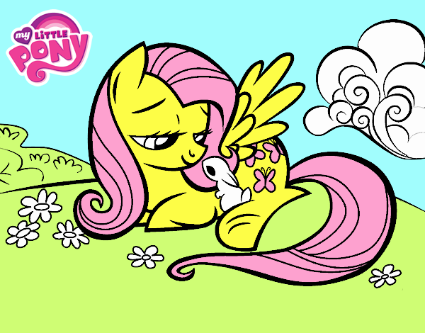 Fluttershy con un conejito