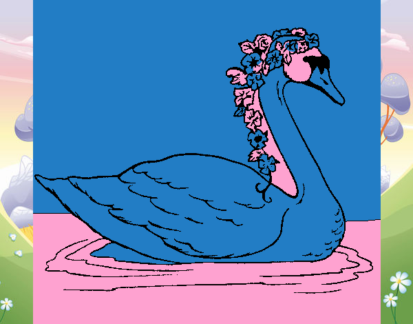 Cisne con flores