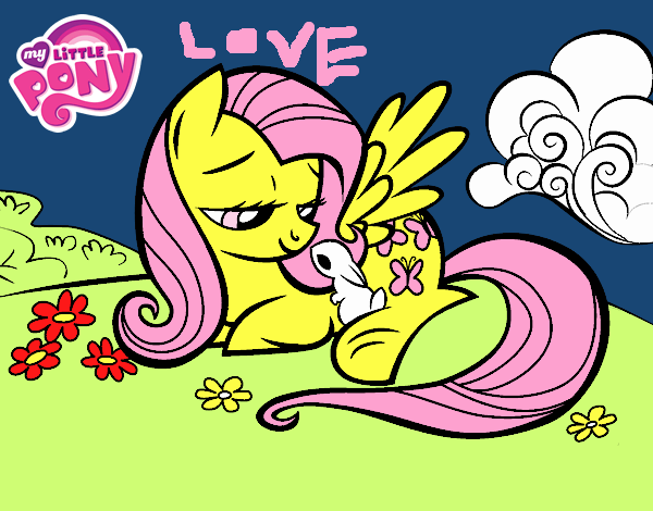 Fluttershy con un conejito