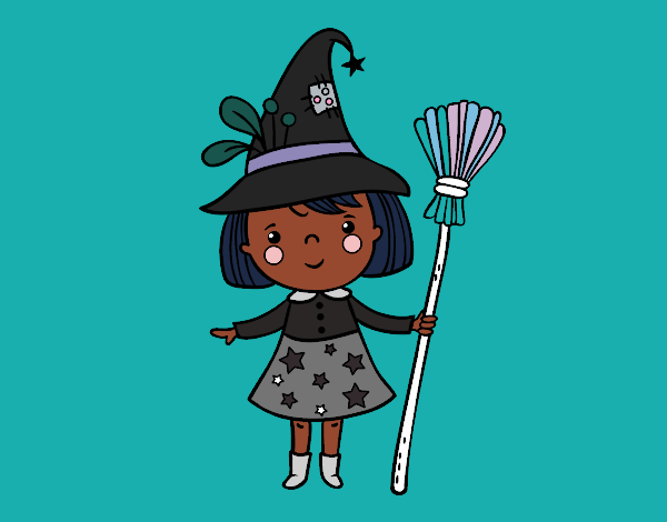 Niña bruja de Halloween