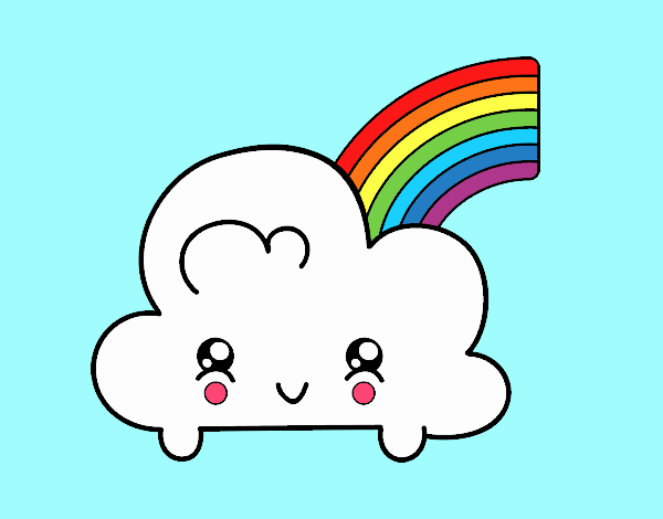 Nube con arco iris kawaii