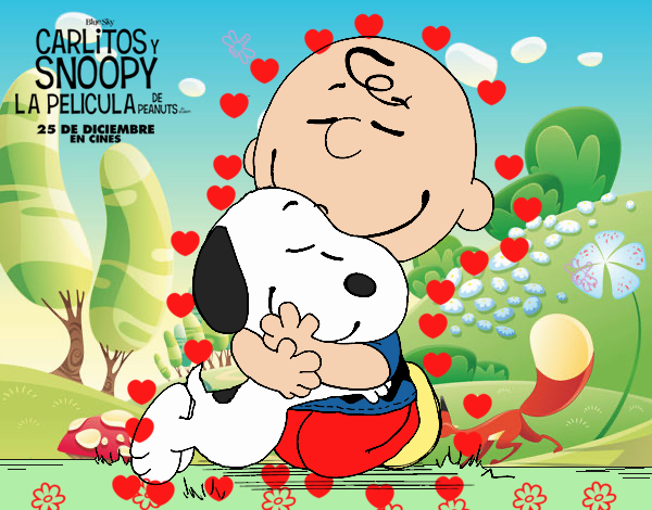 Snoopy y Carlitos abrazados