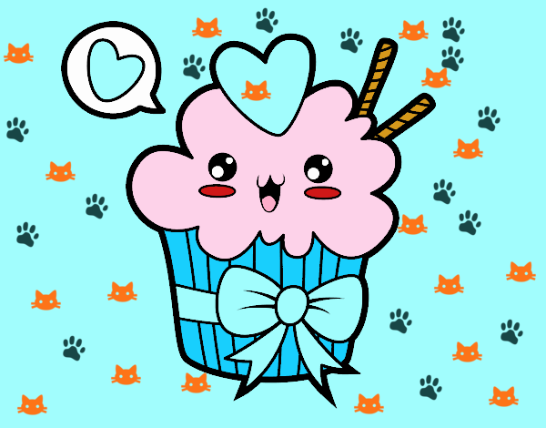 Cupcake kawaii con lazo