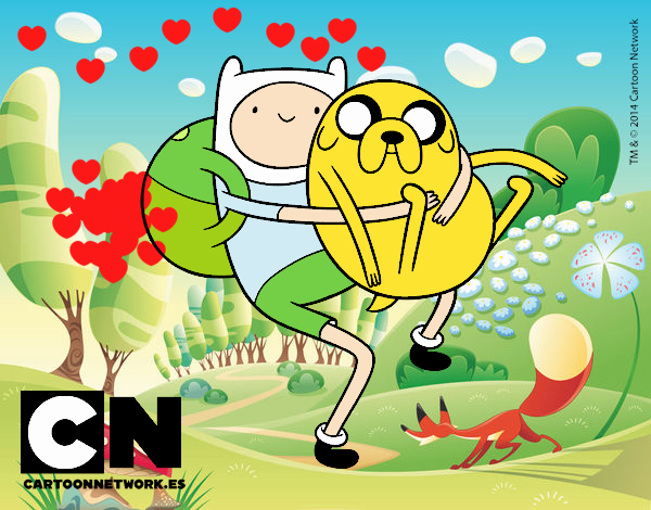 Finn y Jake abrazados