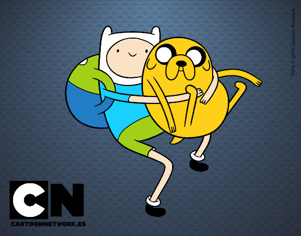 Finn y Jake abrazados