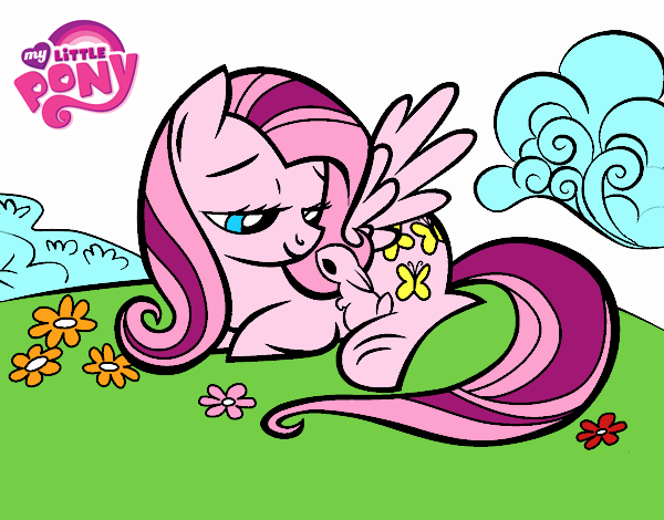 Fluttershy con un conejito