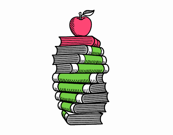 Libros y manzana