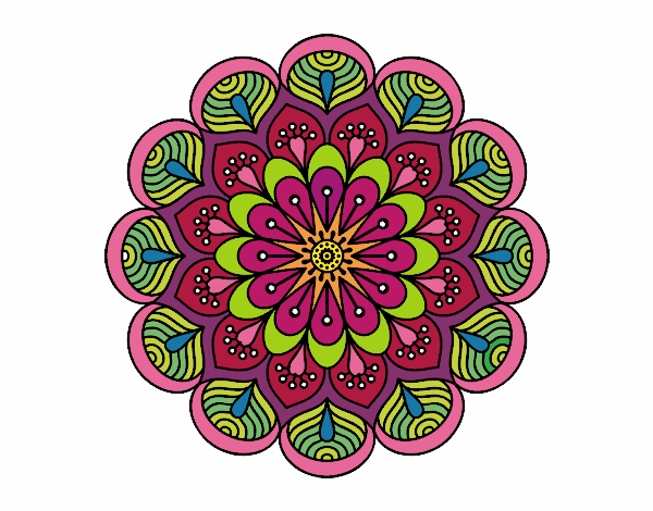 Mandala flor y hojas