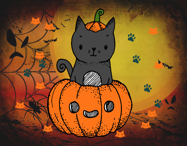 Un gatito de Halloween