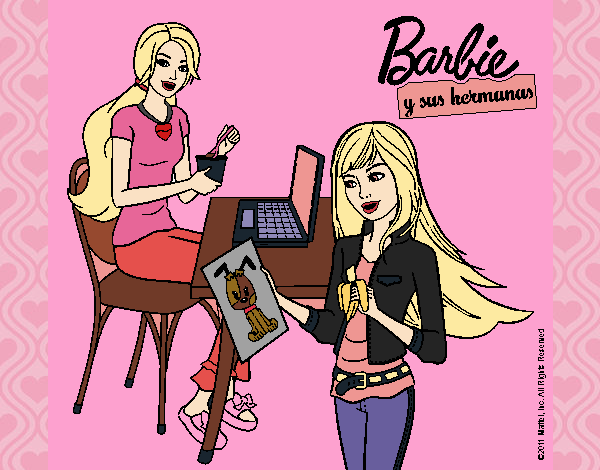 Barbie y su hermana merendando