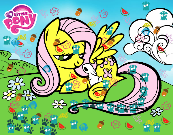 Fluttershy con un conejito