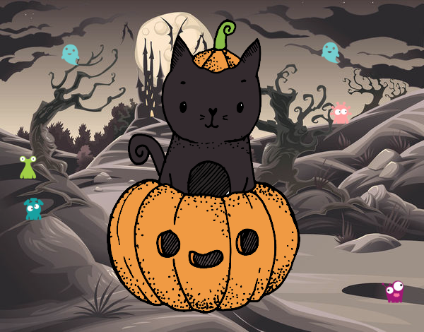 Un gatito de Halloween