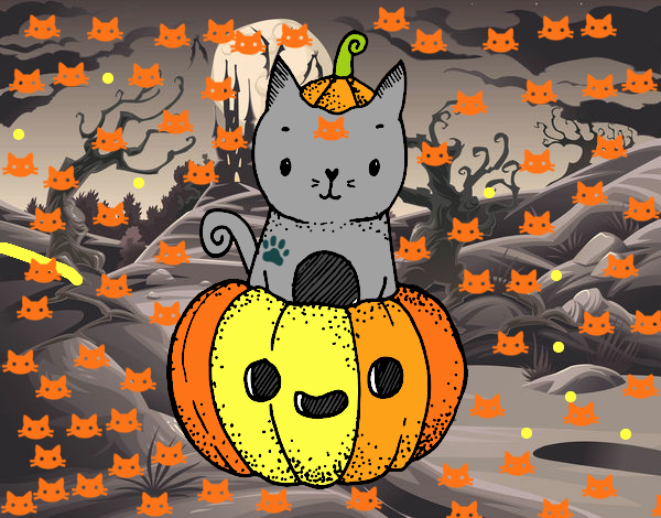 Un gatito de Halloween