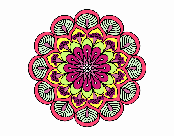 Mandala flor y hojas