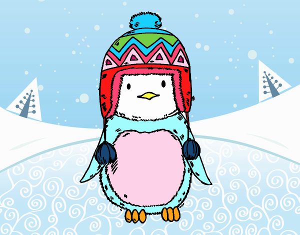 Bebé pingüino con gorrito