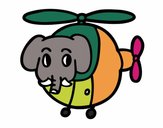 Helióptero con elefante