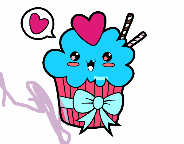 Cupcake kawaii con lazo