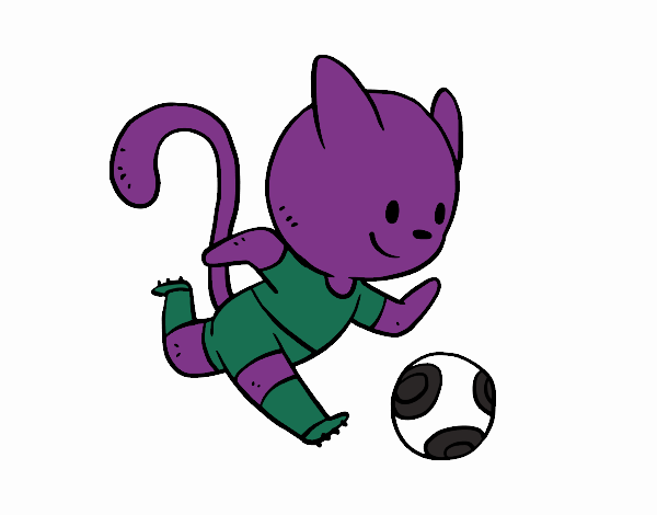 Gato jugando a fútbol