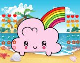 Nube con arco iris kawaii