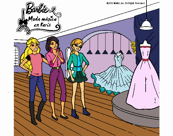 Barbie mirando vestidos