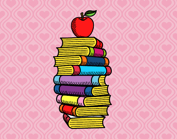 Libros y manzana