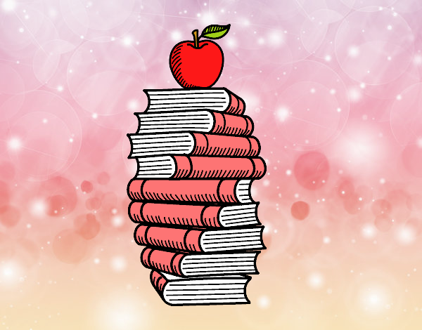 Libros y manzana