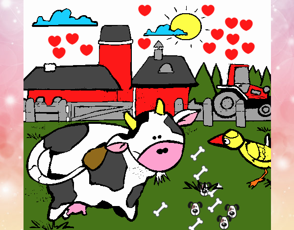 Vaca en la granja