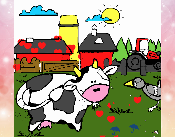 Vaca en la granja