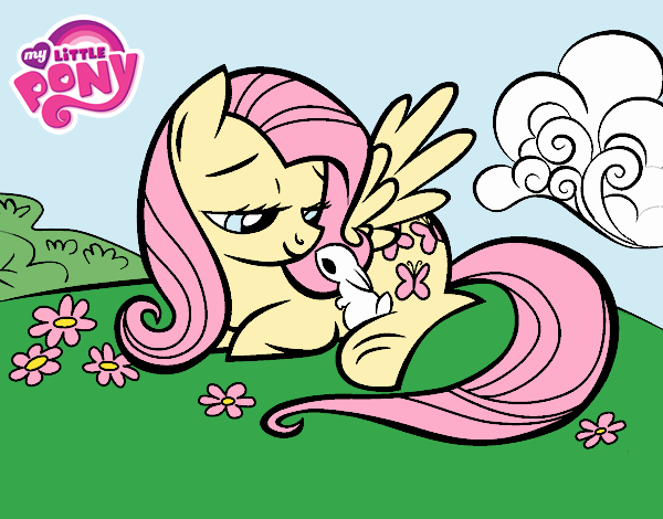 Fluttershy con un conejito