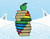 Libros y manzana